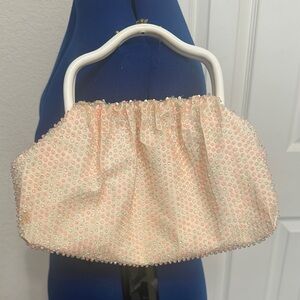 Elegant Beaded Cream Clutch Reversible